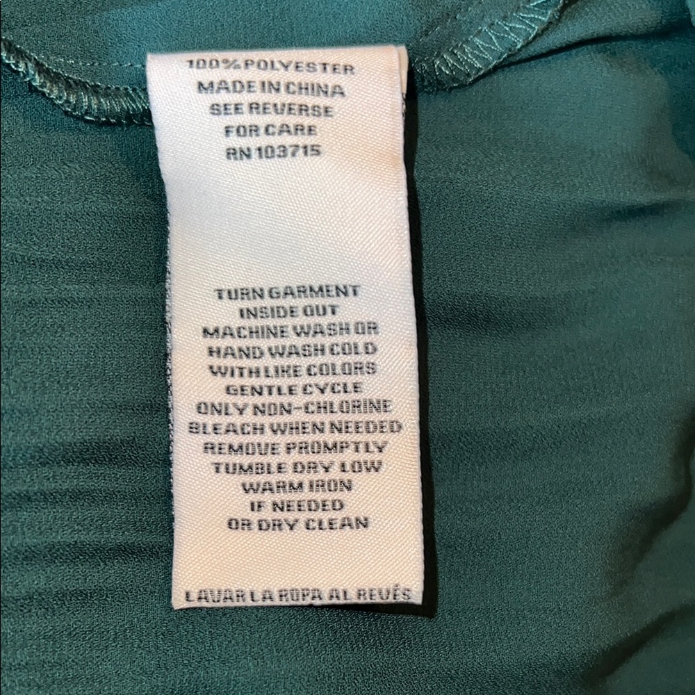 Nanette Lepore Womens Large Blouse Green Pleated L/S Tie Neck Pullover 19322 - Picture 4 of 5
